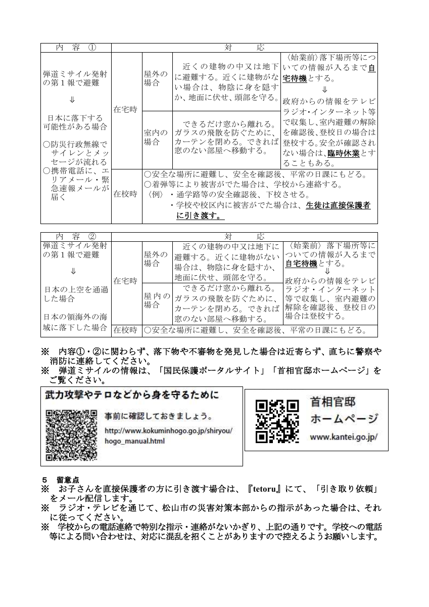 R7_東中学校非常変災時の対応について.pdfの2ページ目のサムネイル